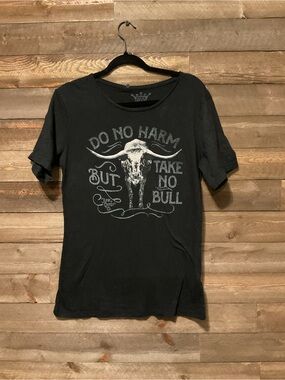 Black Junk Gypsy Do No Harm But Take No Evil Graphic T-Shirt Medium